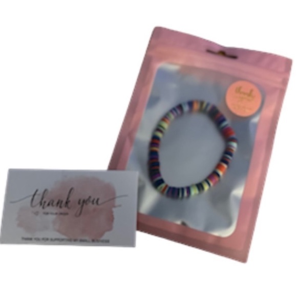 BRACELET. Splash of summer/multicolored clay disc stretch bracelet. - Picture 8 of 10